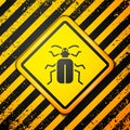 Black Chafer beetle icon isolated on yellow background. Warning sign. Vector Royalty Free Stock Photo