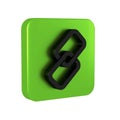 Black Chain link icon isolated on transparent background. Link single. Green square button.