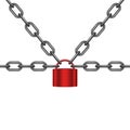 Black chains locked by padlock in red design