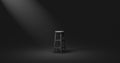 Black chair and spotlight low key tone on empty dark room background with alone or darkness concept. 3D rendering Royalty Free Stock Photo