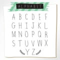 Black chalk pencil alphabet uppercase letters.Hand drawn written Royalty Free Stock Photo