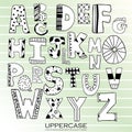 Black chalk pencil alphabet uppercase letters.Hand drawn written Royalty Free Stock Photo