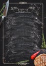 Black chalkboard as mockup for restaurant menu Royalty Free Stock Photo