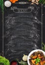 Black chalkboard as mockup for restaurant menu Royalty Free Stock Photo