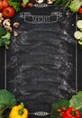 Black chalkboard as mockup for restaurant menu Royalty Free Stock Photo