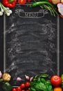 Black chalkboard as mockup for restaurant menu Royalty Free Stock Photo