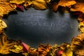 Black Chalkboard autumn leafs studio