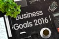 Black Chalkboard with Business Goals 2016. 3D Rendering. Royalty Free Stock Photo