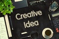 Black Chalkboard with Creative Idea Concept. 3D Rendering.