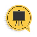 Black Chalkboard icon isolated on white background. School Blackboard sign. Yellow speech bubble symbol. Vector Royalty Free Stock Photo