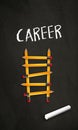 Black chalkboard with pencil ladder and the word career - Karriere Royalty Free Stock Photo