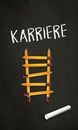 Black chalkboard with pencil ladder and the word career - Karriere Royalty Free Stock Photo