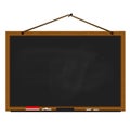 Black chalkboard wood frame rope hanging on nail