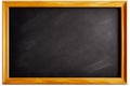 Black chalkboard with wooden frame on white background with wooden border. Generative AI Royalty Free Stock Photo