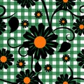 Black Chamomile seamless pattern with tracery Royalty Free Stock Photo