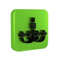 Black Chandelier icon isolated on transparent background. Green square button.