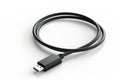 Black charging usb cabel. Isolated on white background. Generative Ai Royalty Free Stock Photo