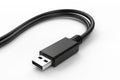 Black charging usb cabel. Isolated on white background. Generative Ai Royalty Free Stock Photo