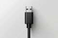 Black charging usb cabel. Isolated on white background. Generative Ai Royalty Free Stock Photo