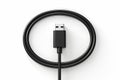 Black charging usb cabel. Isolated on white background. Generative Ai Royalty Free Stock Photo