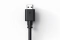 Black charging usb cabel. Isolated on white background. Generative Ai Royalty Free Stock Photo