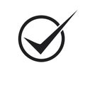 Black check mark in circle, isolated vector illustration, approve icon, validation symbol, completed checklist Royalty Free Stock Photo