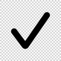 Black Check Mark icon isolated on transparent background