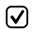 Black Check Mark Inside a Rounded Square Box Icon on White Background Keywords: check mark, tick, checkbox, icon, symbol, graphic Royalty Free Stock Photo