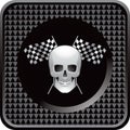 Black checkered web icon racing flags and skull