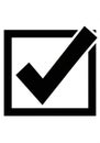 Black checkmark inside a square box, symbolizing a completed Royalty Free Stock Photo