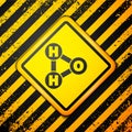 Black Chemical formula for water drops H2O shaped icon isolated on yellow background. Warning sign. Vector Illustration Royalty Free Stock Photo