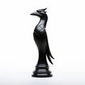 Luxurious Geometry: Black Chess Piece With Bird - Photorealistic Renderings