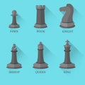 Black chess figures on blue background. Royalty Free Stock Photo