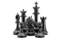 Black chess figures, 3D rendering Royalty Free Stock Photo