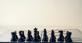 Black chess figures with king and queen in the center isolated on the white background. Set of chess figures Royalty Free Stock Photo