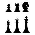 Black chess figures silhouettes isolated on white