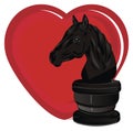 Chess horse and heart Royalty Free Stock Photo