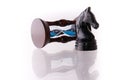Black chess horse with sand-clock Royalty Free Stock Photo