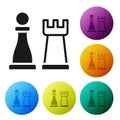 Black Chess icon isolated on white background. Business strategy. Game, management, finance. Set icons in color circle Royalty Free Stock Photo