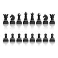 Black chess icons set. Chess board figures. Royalty Free Stock Photo