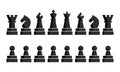 Black chess icons set. Chess board figures. Vector illustration chess pieces. Nine different objects including king Royalty Free Stock Photo
