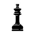 Black chess King piece icon isolated on white background. Board game. Black silhouette. Royalty Free Stock Photo