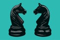 Black Chess Knight Horse sign isolated on a green background.  Vector illustration Royalty Free Stock Photo