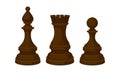 Black Chess Piece or Chessman with Pawn and Rook Vector Set