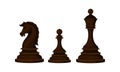 Black Chess Piece or Chessman with Queen and Knight Vector Set