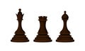 Black Chess Piece or Chessman with Rook and Queen Vector Set