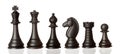 Black chess pieces in order of decreasing Royalty Free Stock Photo