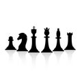 Black chess pieces set. Chess strategy and tactic. Vector illustration isolated on white Royalty Free Stock Photo