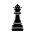 Black chess Queen piece on white background