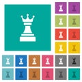 Black chess queen square flat multi colored icons